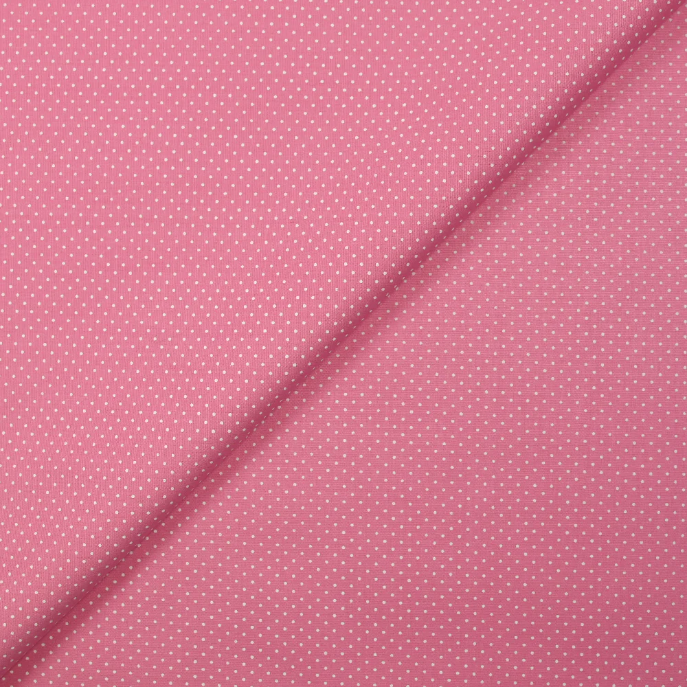 Coton imprimé pois 1mm fond rose barbie