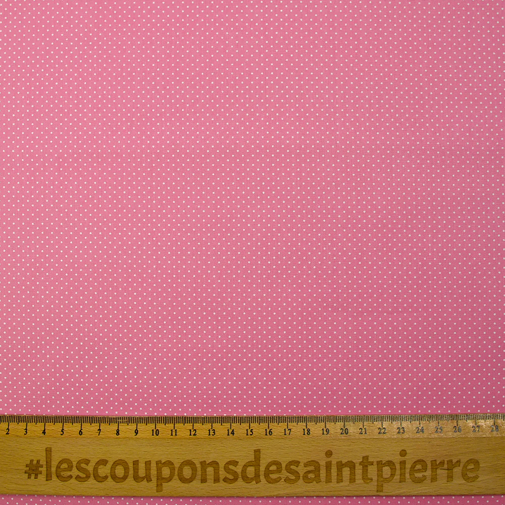 Coton imprimé pois 1mm fond rose barbie - Image 3