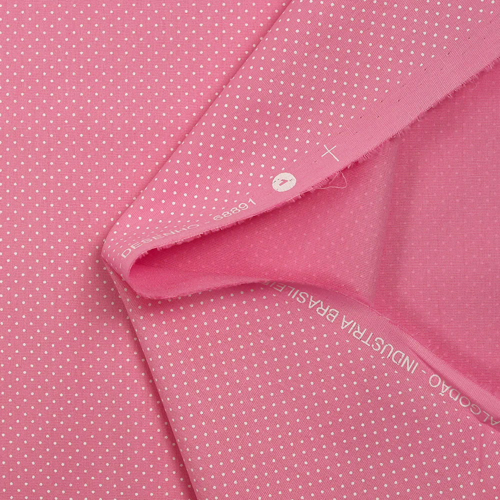 Coton imprimé pois 1mm fond rose barbie - Image 5