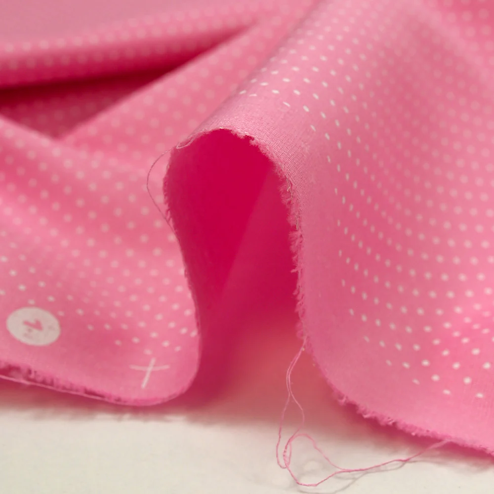 Coton imprimé pois 1mm fond rose barbie - Image 6