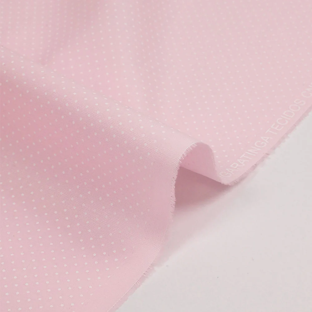 Coton imprimé pois 1mm fond rose clair - Image 4
