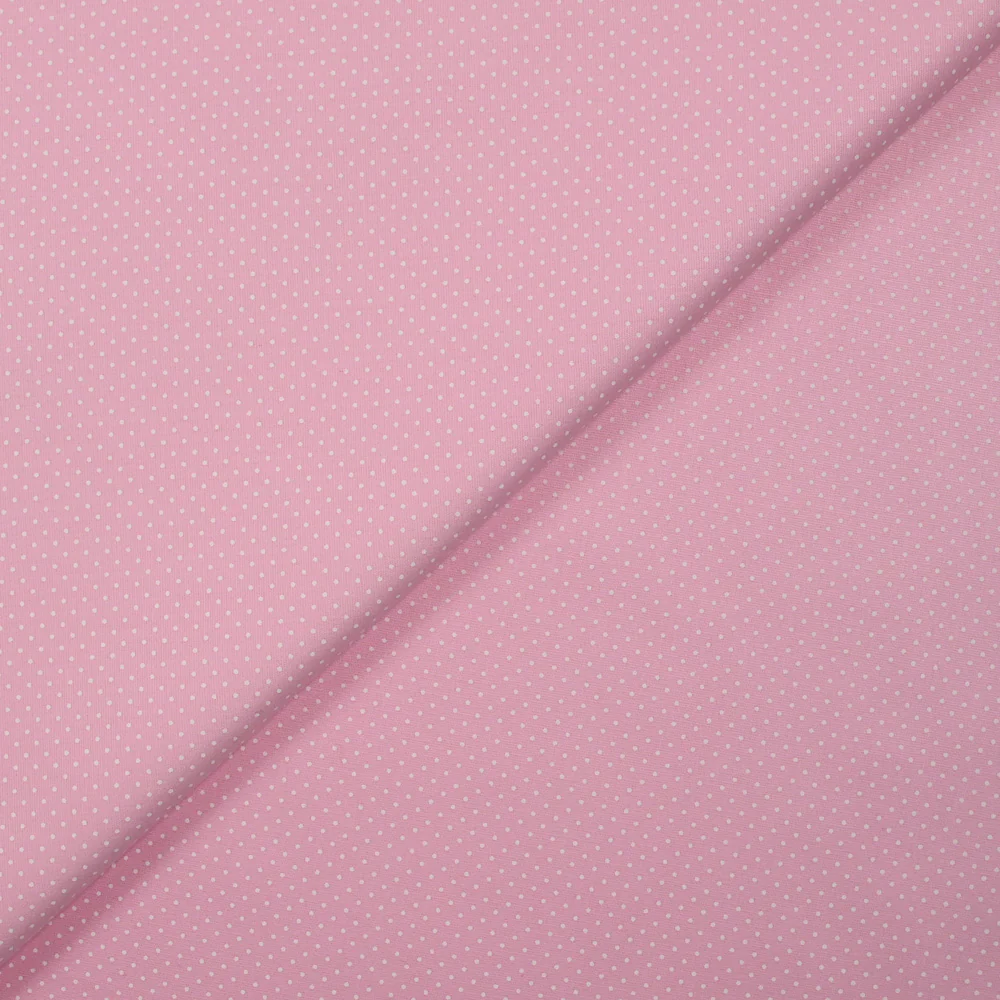 Coton imprimé pois 1mm fond rose layette
