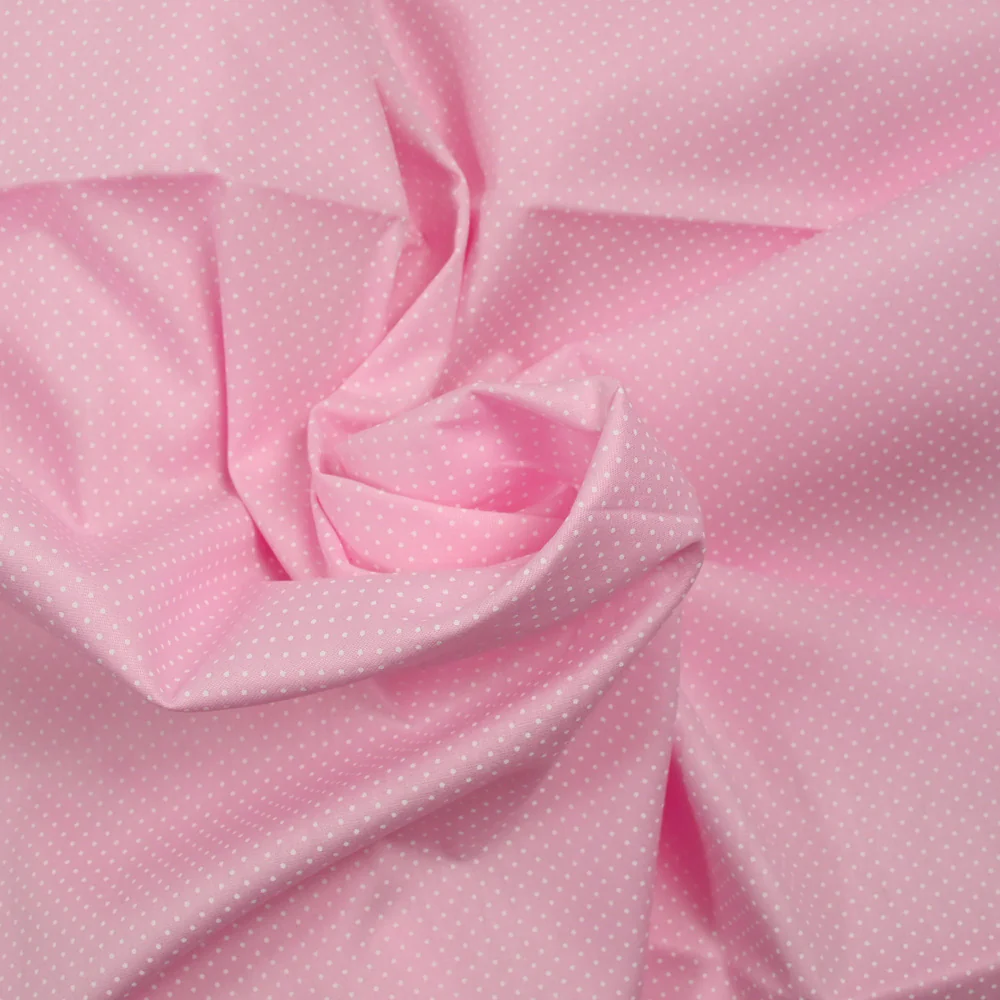 Coton imprimé pois 1mm fond rose layette - Image 2
