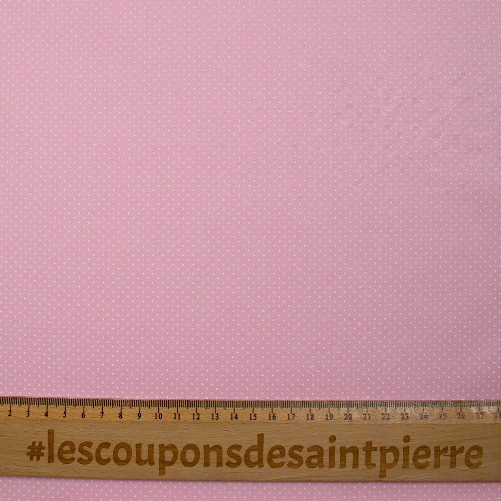 Coton imprimé pois 1mm fond rose layette - Image 3
