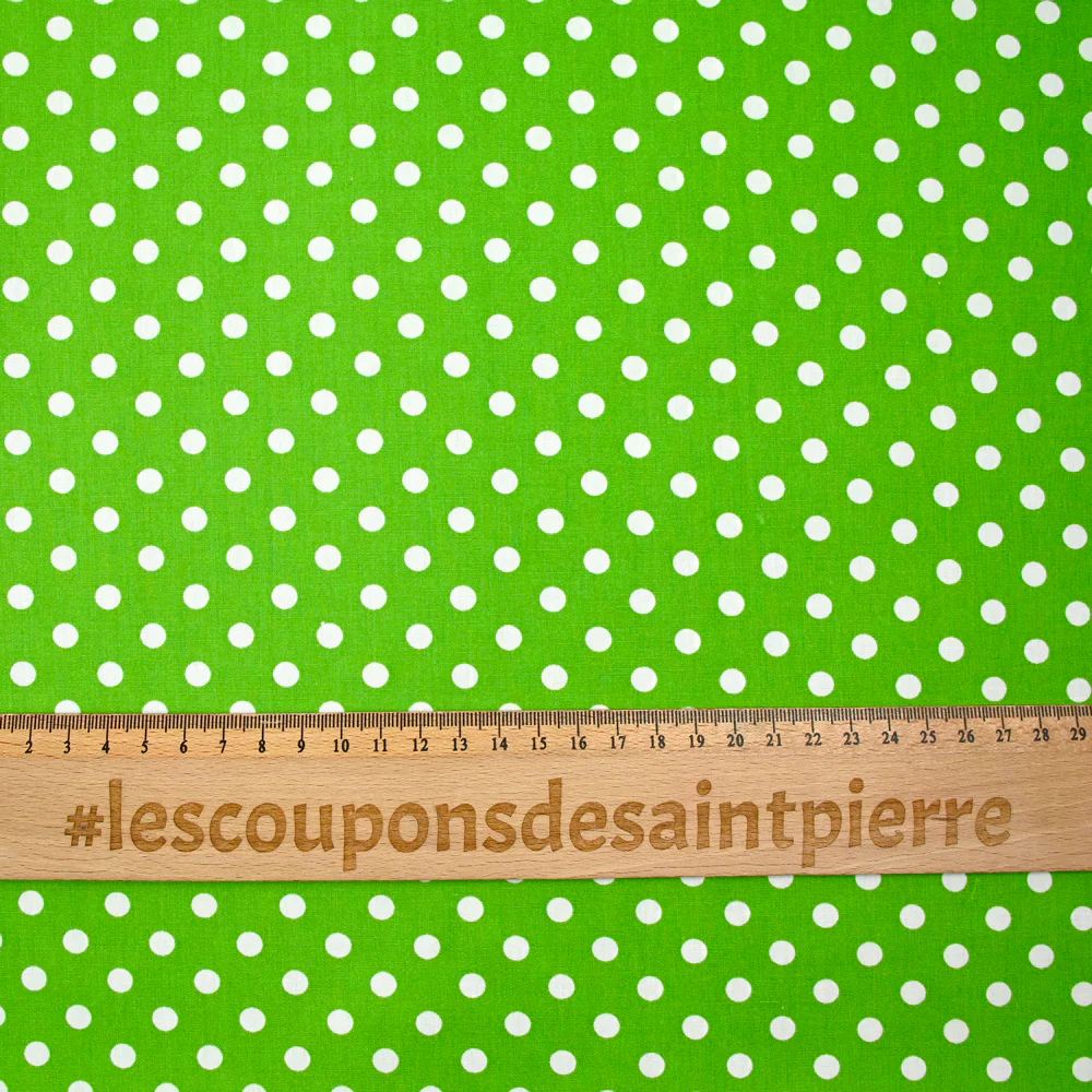 Coton imprimé pois 6mm vert - Image 3