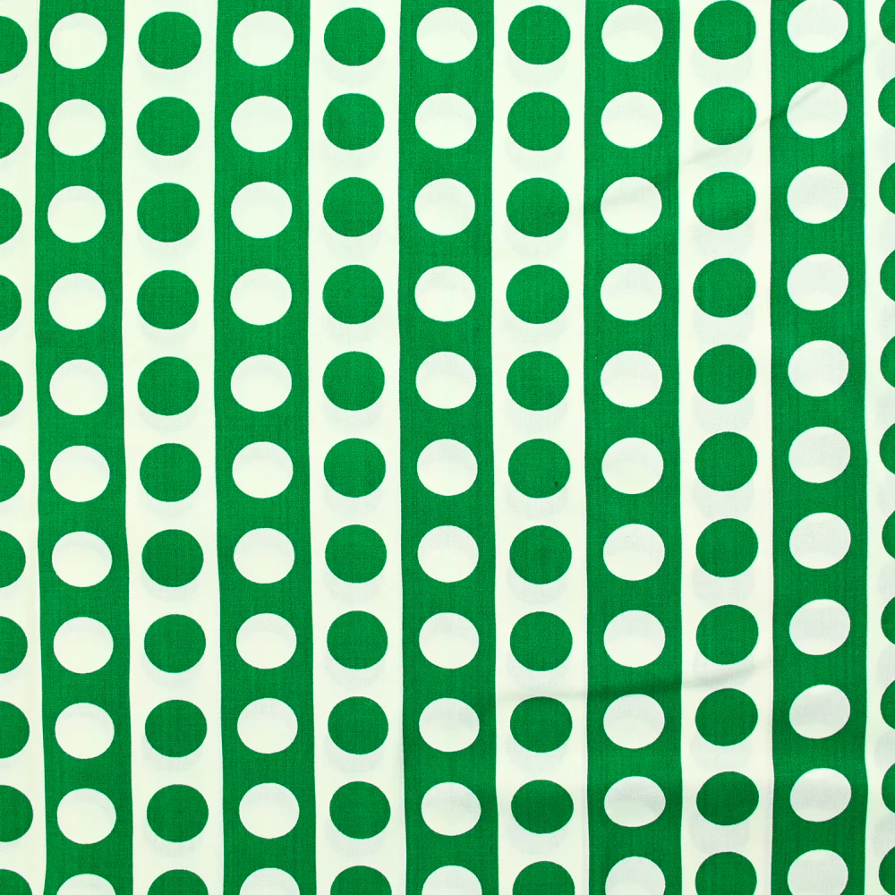 Coton imprimé rayé pois vert et blanc