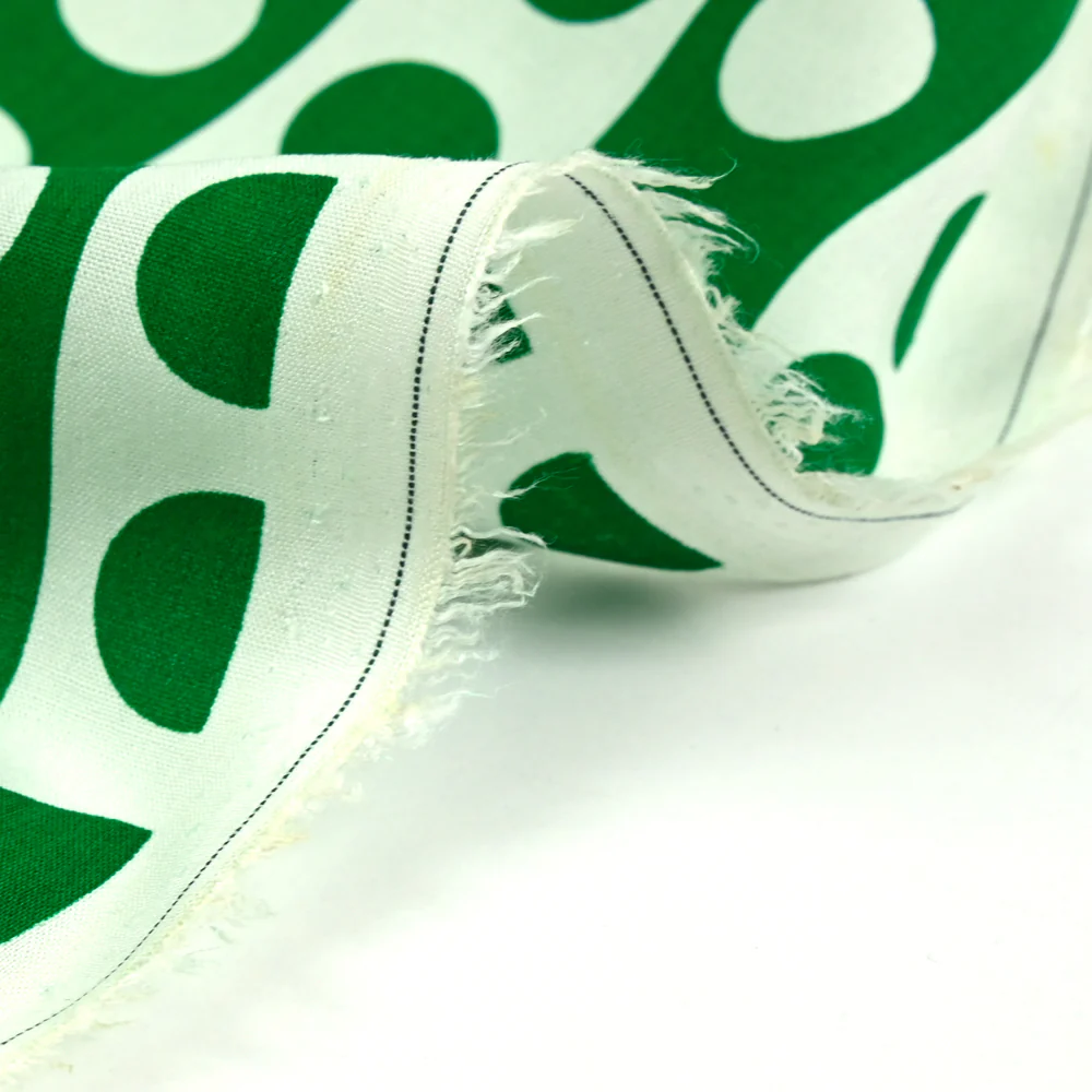 Coton imprimé rayé pois vert et blanc - Image 4