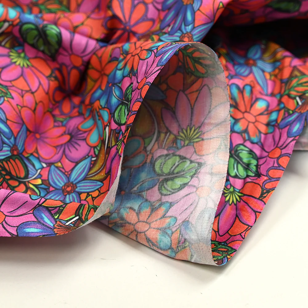 Coton imprimé rayon de soleil rose et bleu - Image 4
