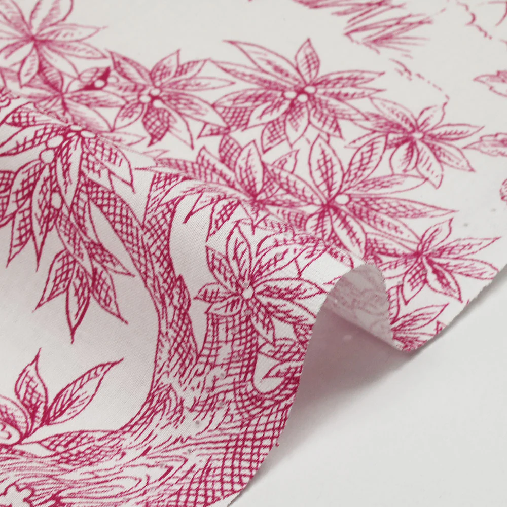 Coton imprimé toile de jouy rose - Image 5
