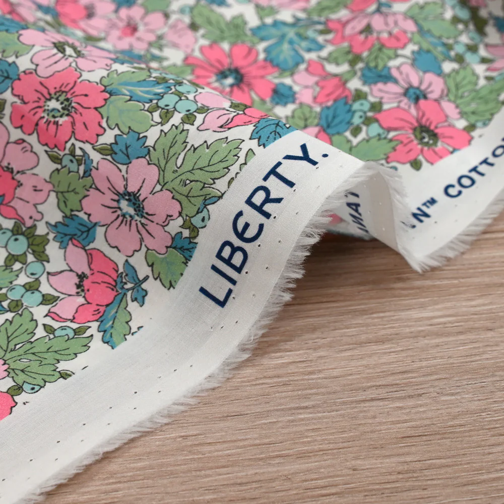 Coton liberty ® Dahlia Dream rose et bleu au mètre - Image 5