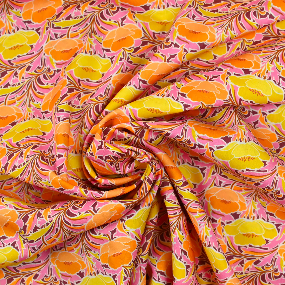 Coton liberty ® Poppy Canopy orange et jaune au mètre - Image 3