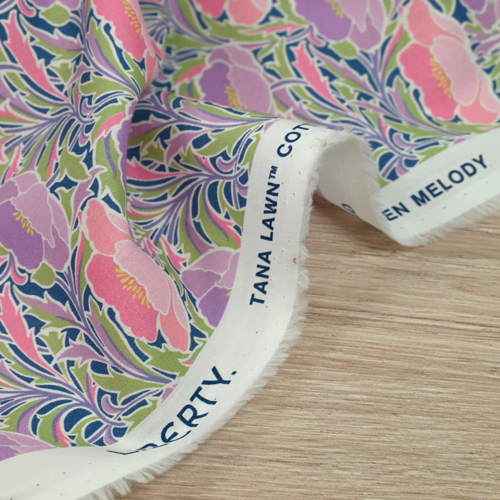 Coton liberty ® Poppy Canopy parme et rose au mètre - Image 5