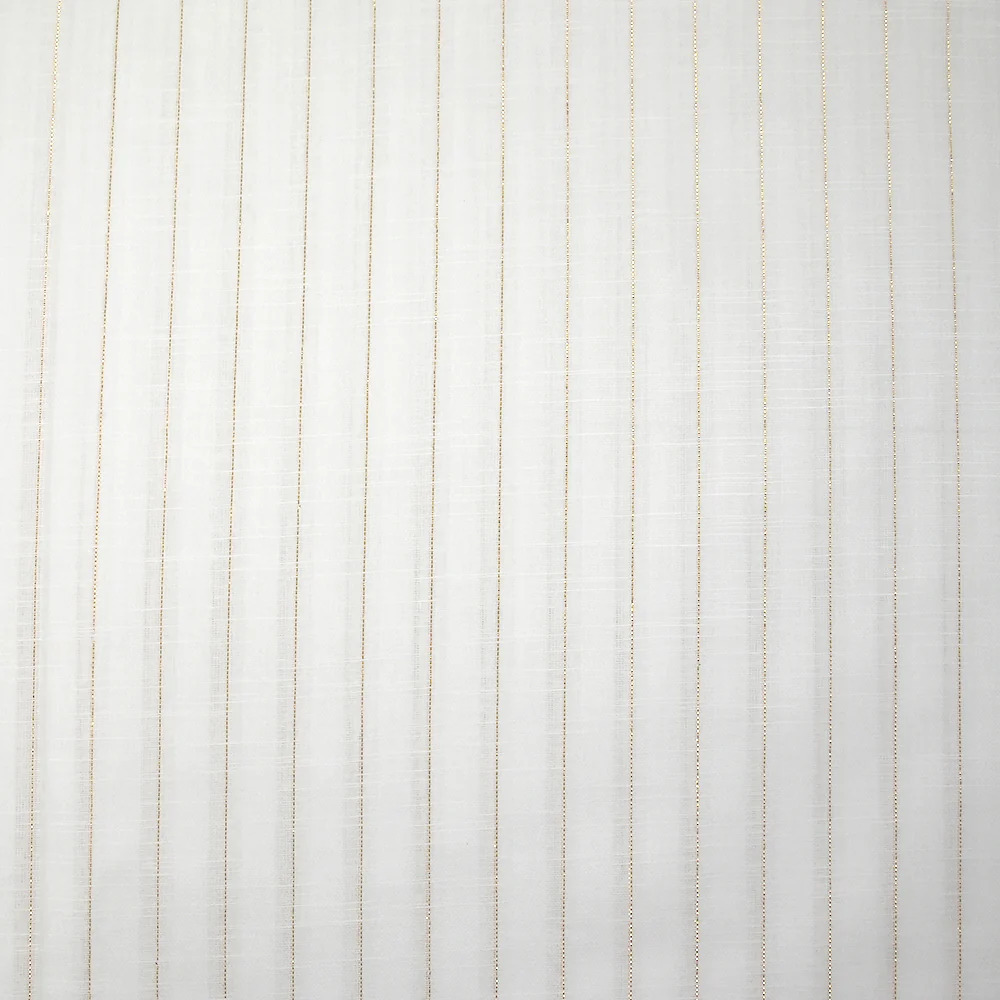Coton lin rayé Lurex doré fond blanc - Image 4