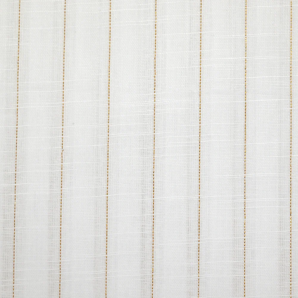 Coton lin rayé Lurex doré fond blanc - Image 5
