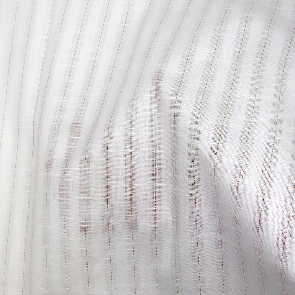 Coton lin rayé Lurex doré fond blanc - Image 7