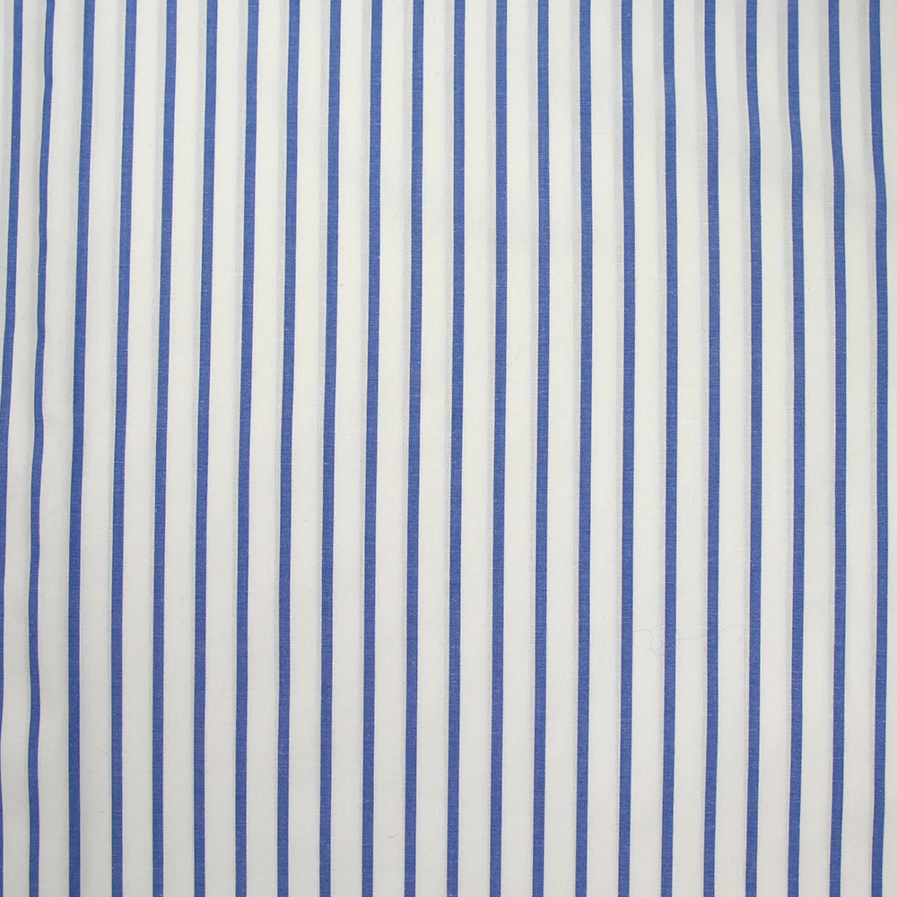Coton rayé Lola bleu fond blanc