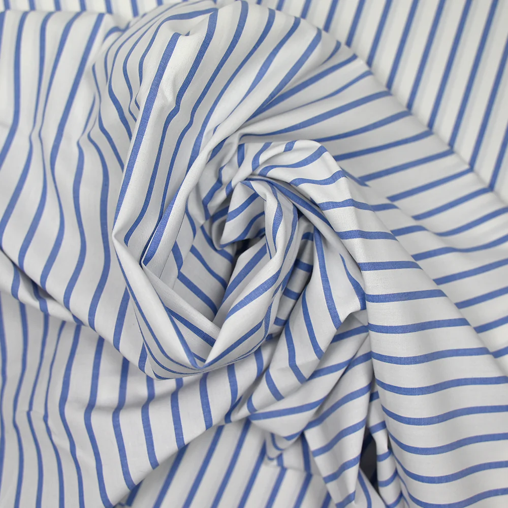 Coton rayé Lola bleu fond blanc - Image 2
