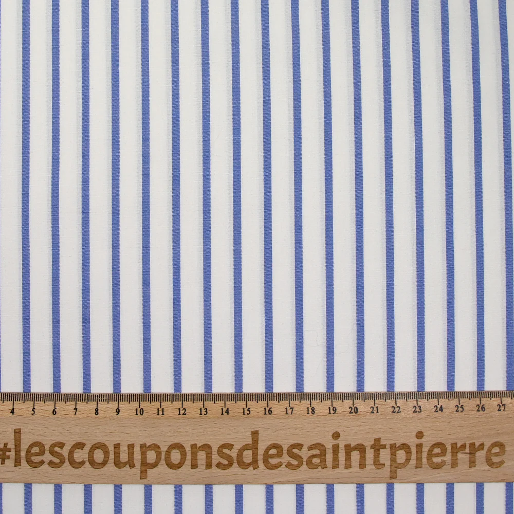 Coton rayé Lola bleu fond blanc - Image 3