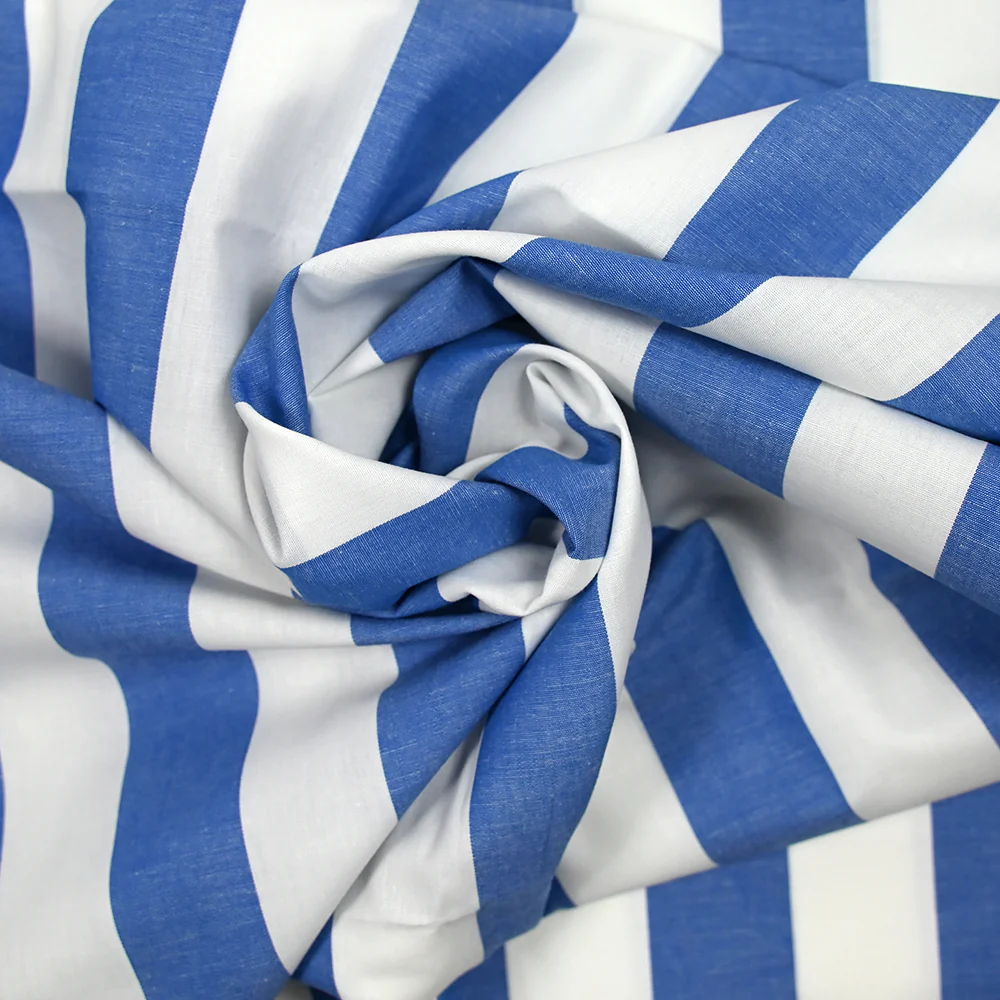 Coton rayé racing bleu et blanc - Image 2