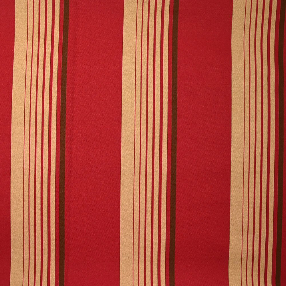Coton sergé imprimé rayé rouge foncé et marron clair