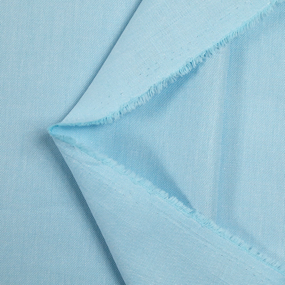 Coton tissé teint bleu ciel - Image 3
