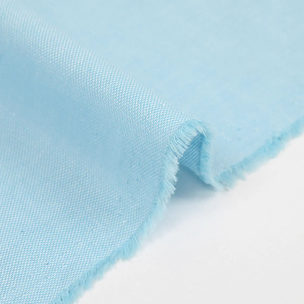 Coton tissé teint bleu ciel - Image 4