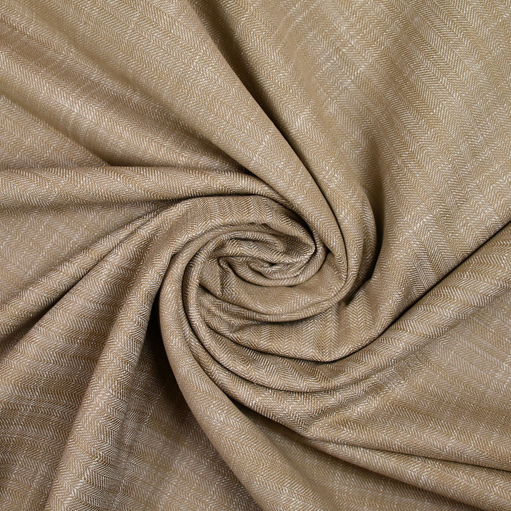 Coton tissé-teint chevron beige fond blanc - Image 2
