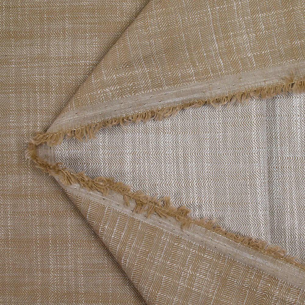 Coton tissé-teint chevron beige fond blanc - Image 3