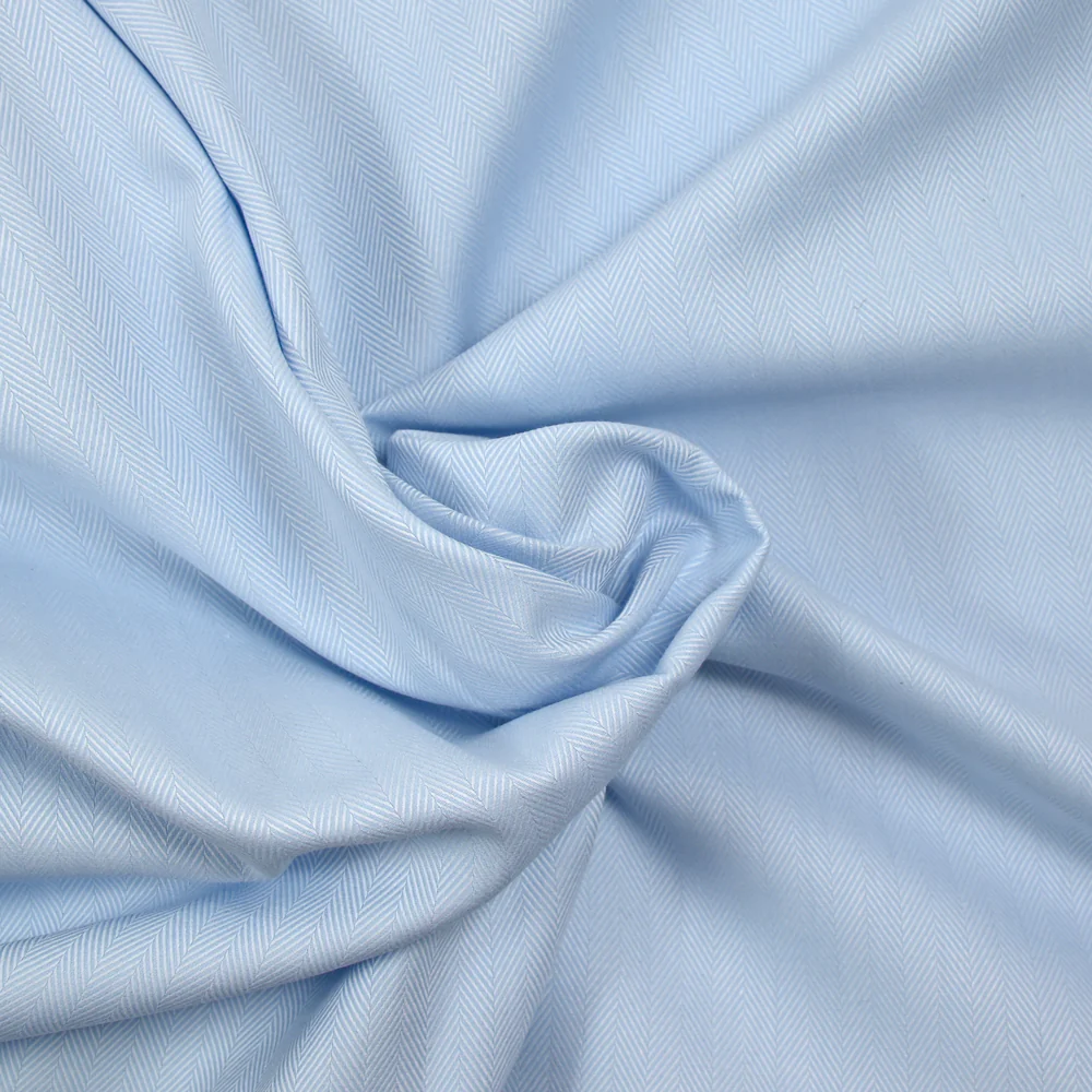 Coton tissé-teint chevron ciel fond blanc - Image 2