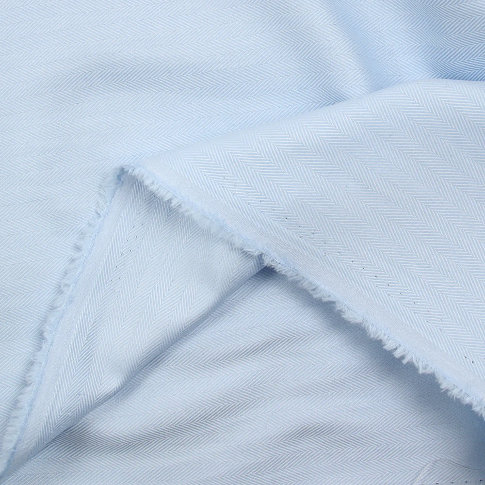 Coton tissé-teint chevron ciel fond blanc - Image 3