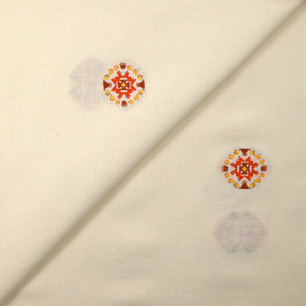 Coton tissé-teint jacquard Malina orange et brique fond écru