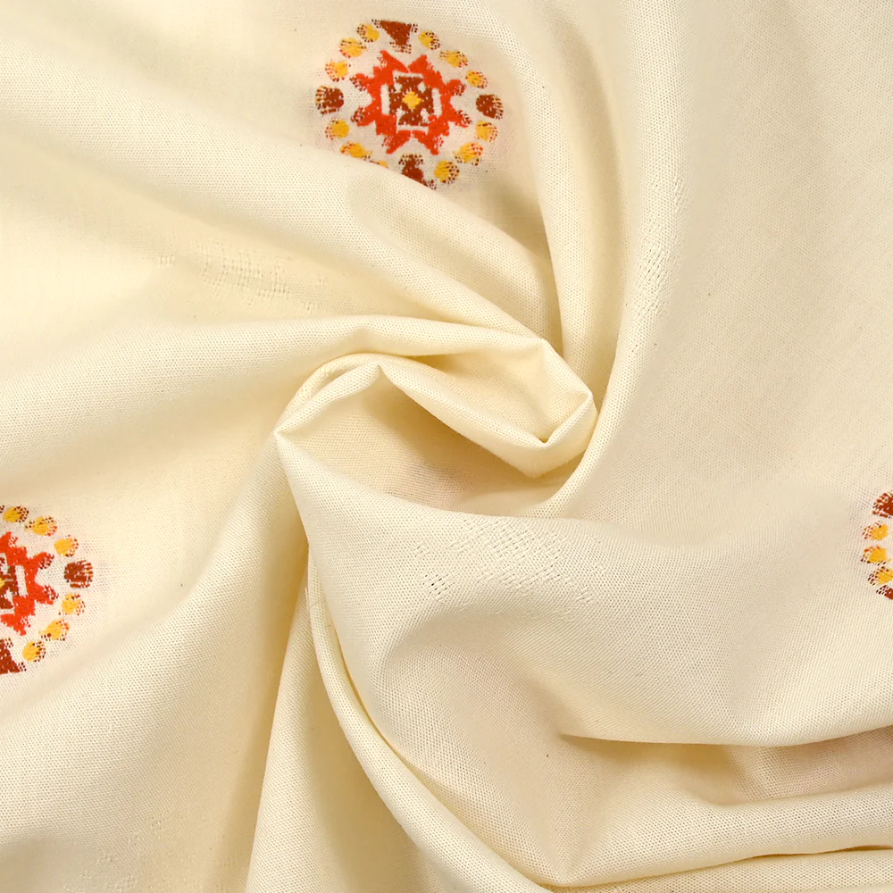 Coton tissé-teint jacquard Malina orange et brique fond écru - Image 2