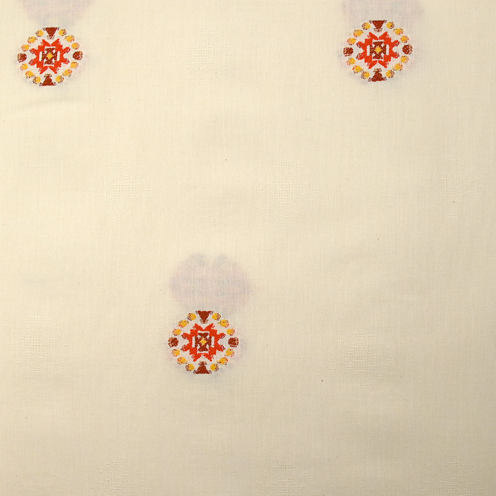 Coton tissé-teint jacquard Malina orange et brique fond écru - Image 4