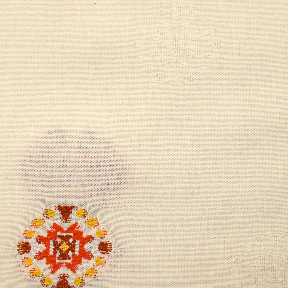 Coton tissé-teint jacquard Malina orange et brique fond écru - Image 5