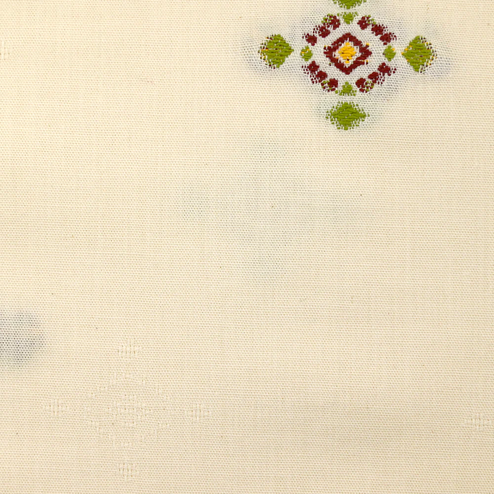 Coton tissé-teint jacquard Mirza vert et lie de vin fond écru - Image 5