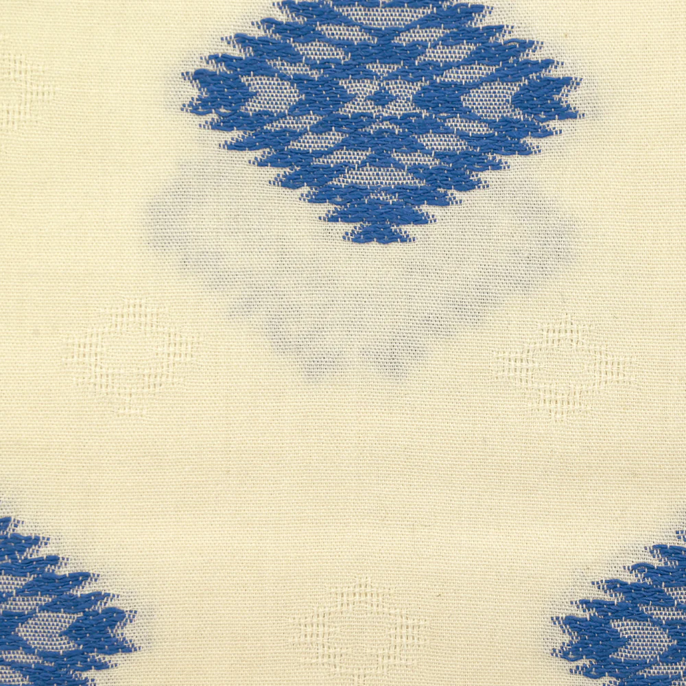 Coton tissé-teint jacquard Salya bleu fond écru - Image 5
