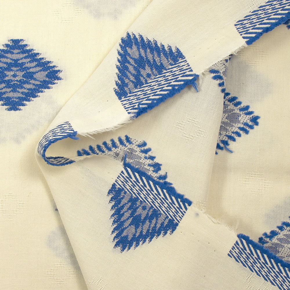 Coton tissé-teint jacquard Salya bleu fond écru - Image 6