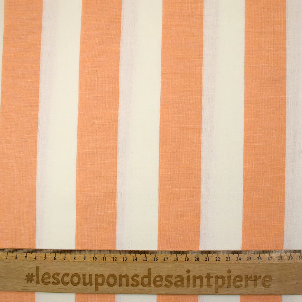Coton tissé-teint rayé pêche et blanc - Image 3