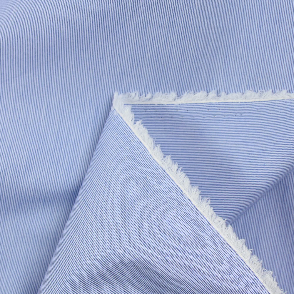 Coton tissé teint rayure marine fond blanc - Image 4
