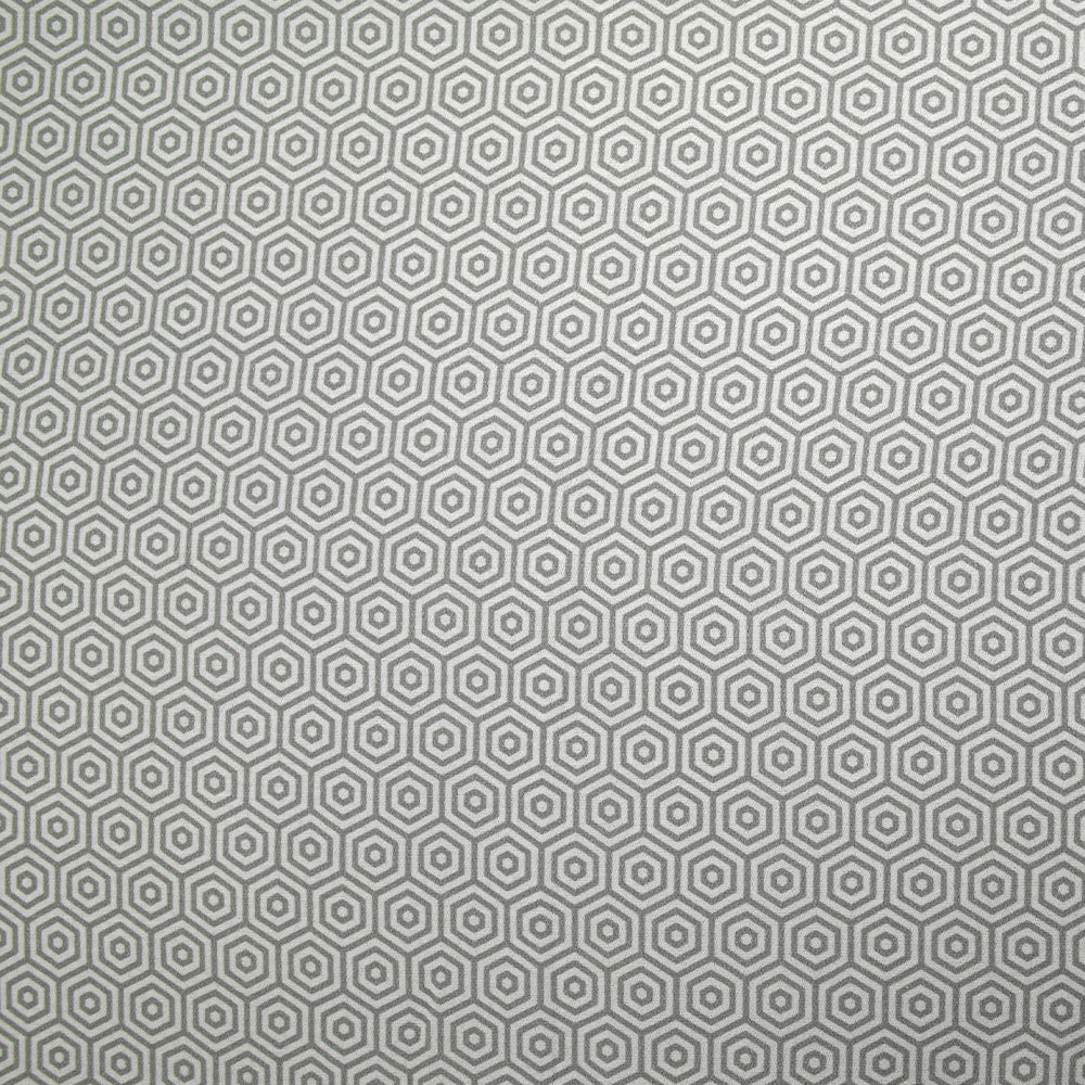 Crêpe viscose imprimé labyrinthe hexagonal gris et blanc
