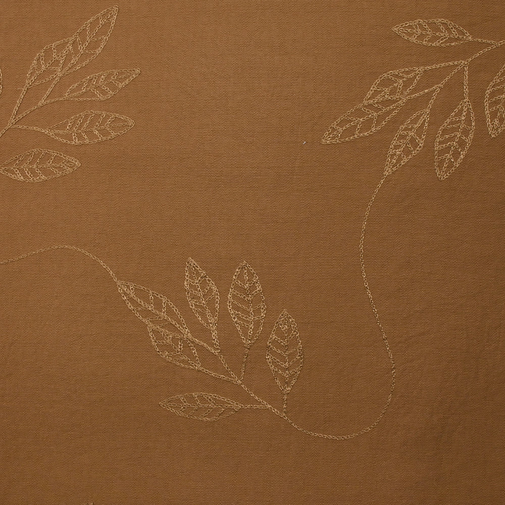 Crêpe viscose Lily brodé feuillage marron - Image 4