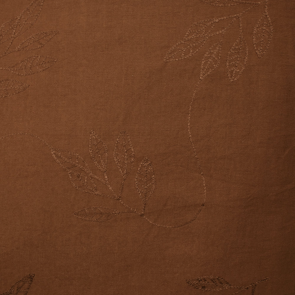 Crêpe viscose Lily brodé feuillage marron noisette