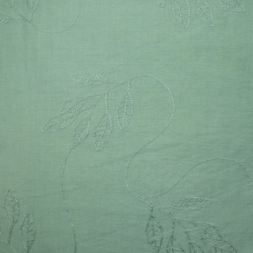Crêpe viscose Lily brodé feuillage vert d'eau