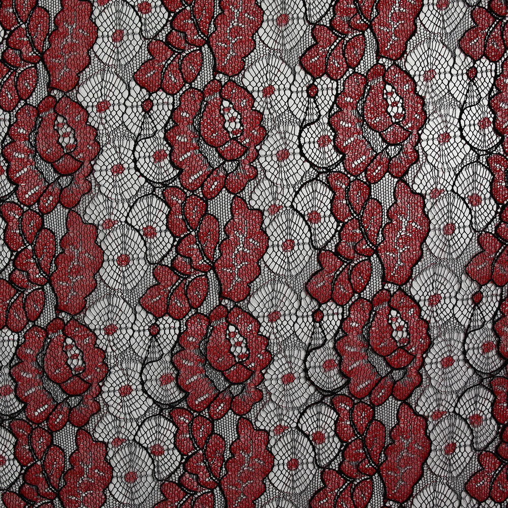Dentelle polyester fine bicolore rouge et noire - Image 4