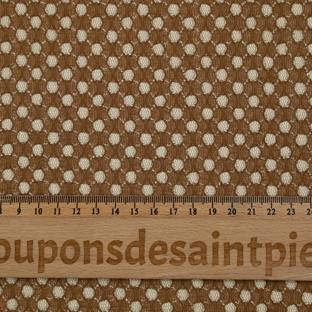 Dentelle polyester pois Martha marron mordoré - Image 3