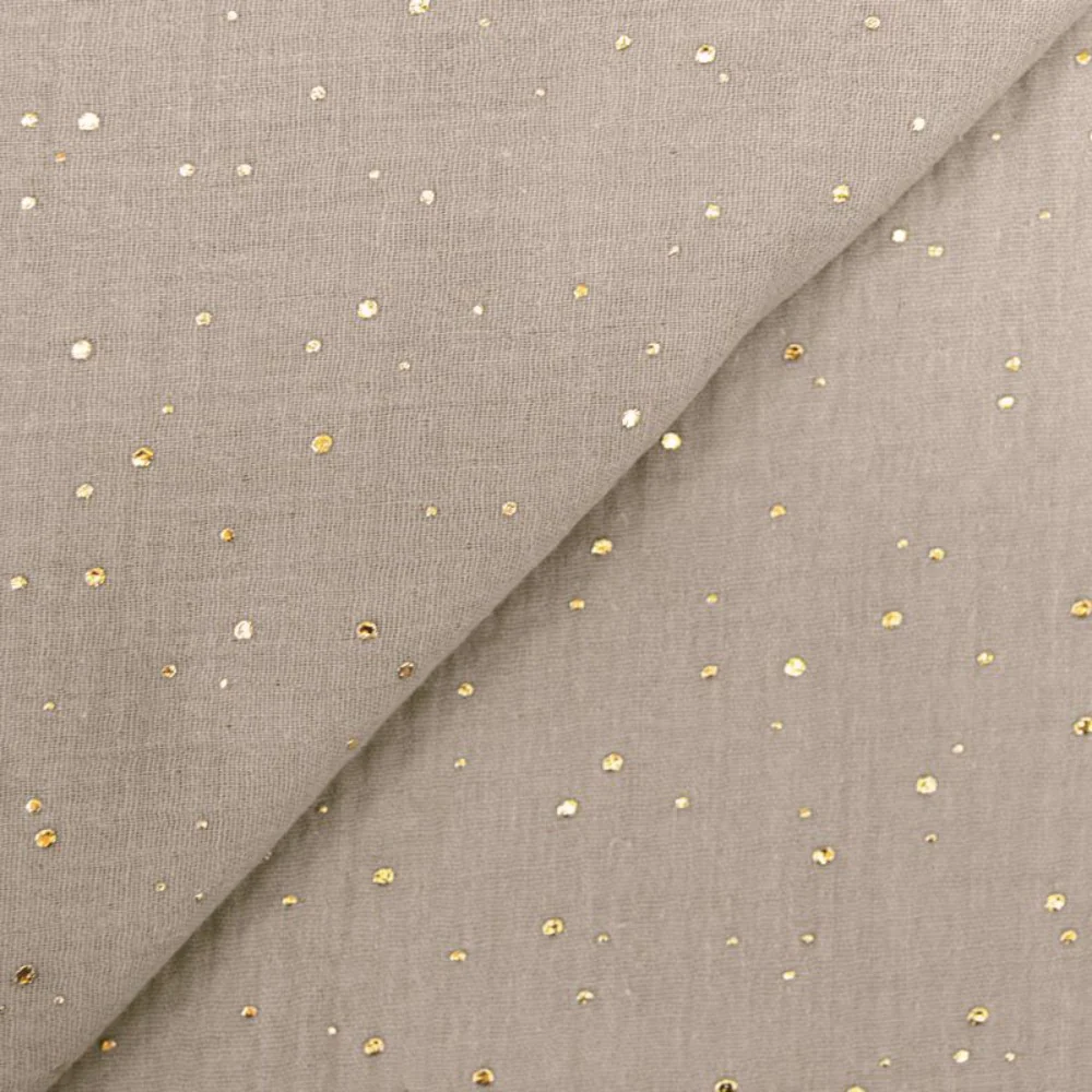 Double gaze grège confettis doré