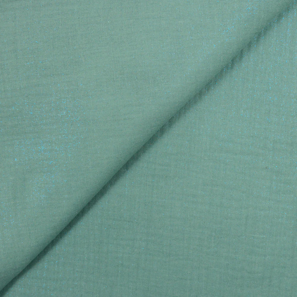 Double gaze irisée bleue fond céladon
