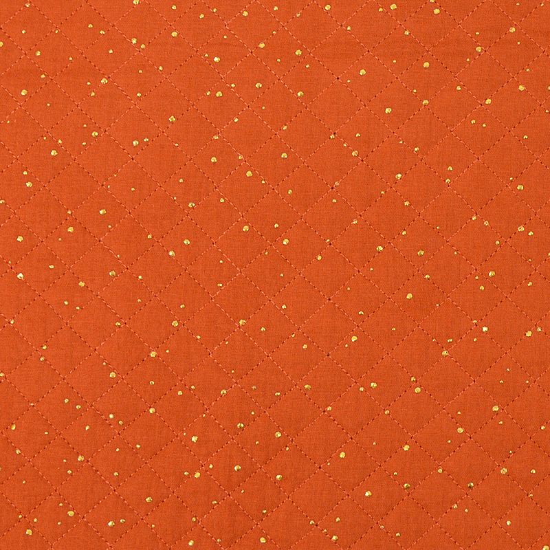 Double gaze matelassé orange confettis doré vendu au mètre - Image 2