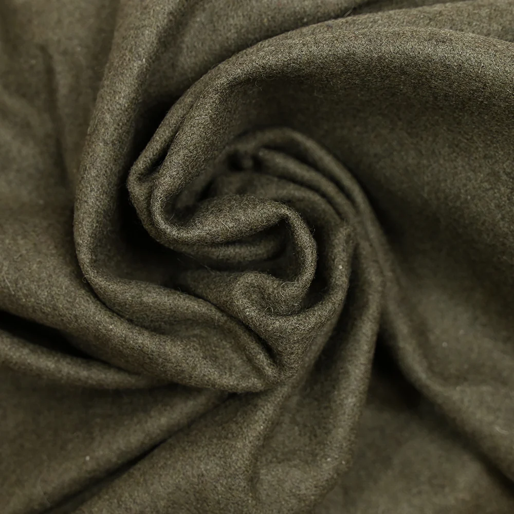Drap de laine mélangée chiné vert militaire - Image 2
