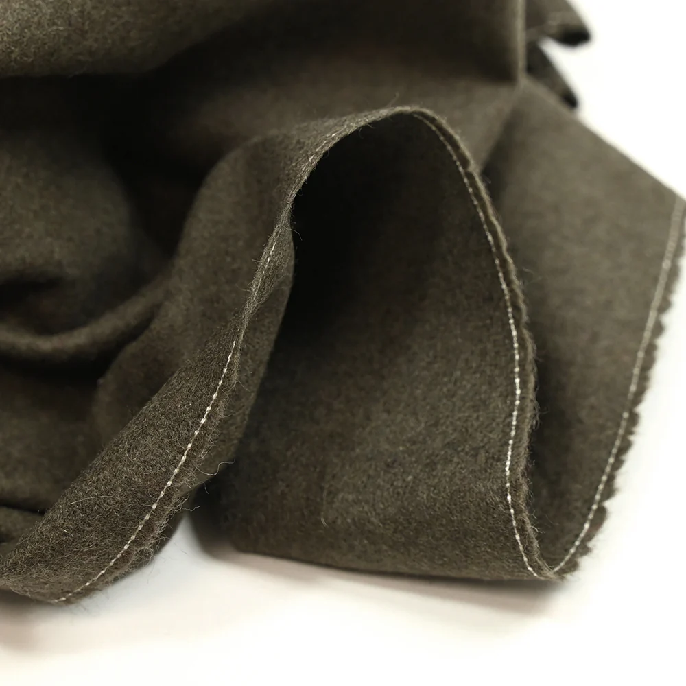 Drap de laine mélangée chiné vert militaire - Image 4